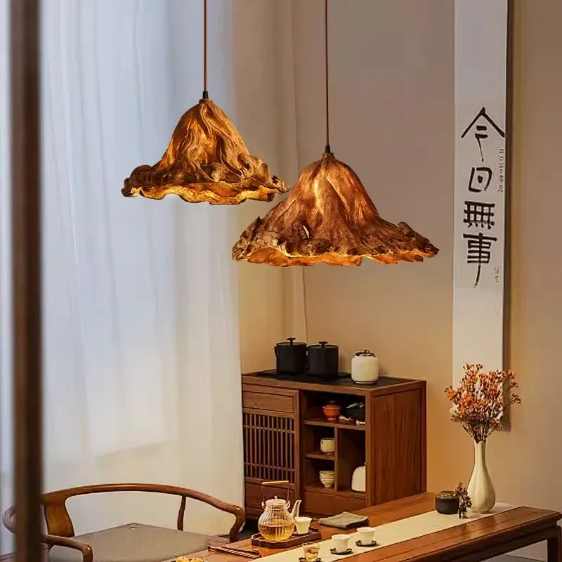 

Средневековая люстра из листьев лотоса, дзен, чайная комната, творческая личность, ресторан, бар, ваби-саби, ветровое искусство, ретро декоративная подвесная лампа