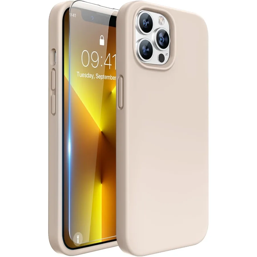 

Разработанный чехол для iPhone 13 Pro Max с защитной пленкой для экрана, мягкая подкладка из микрофибры с защитой от царапин, противоударный жидкий силикон