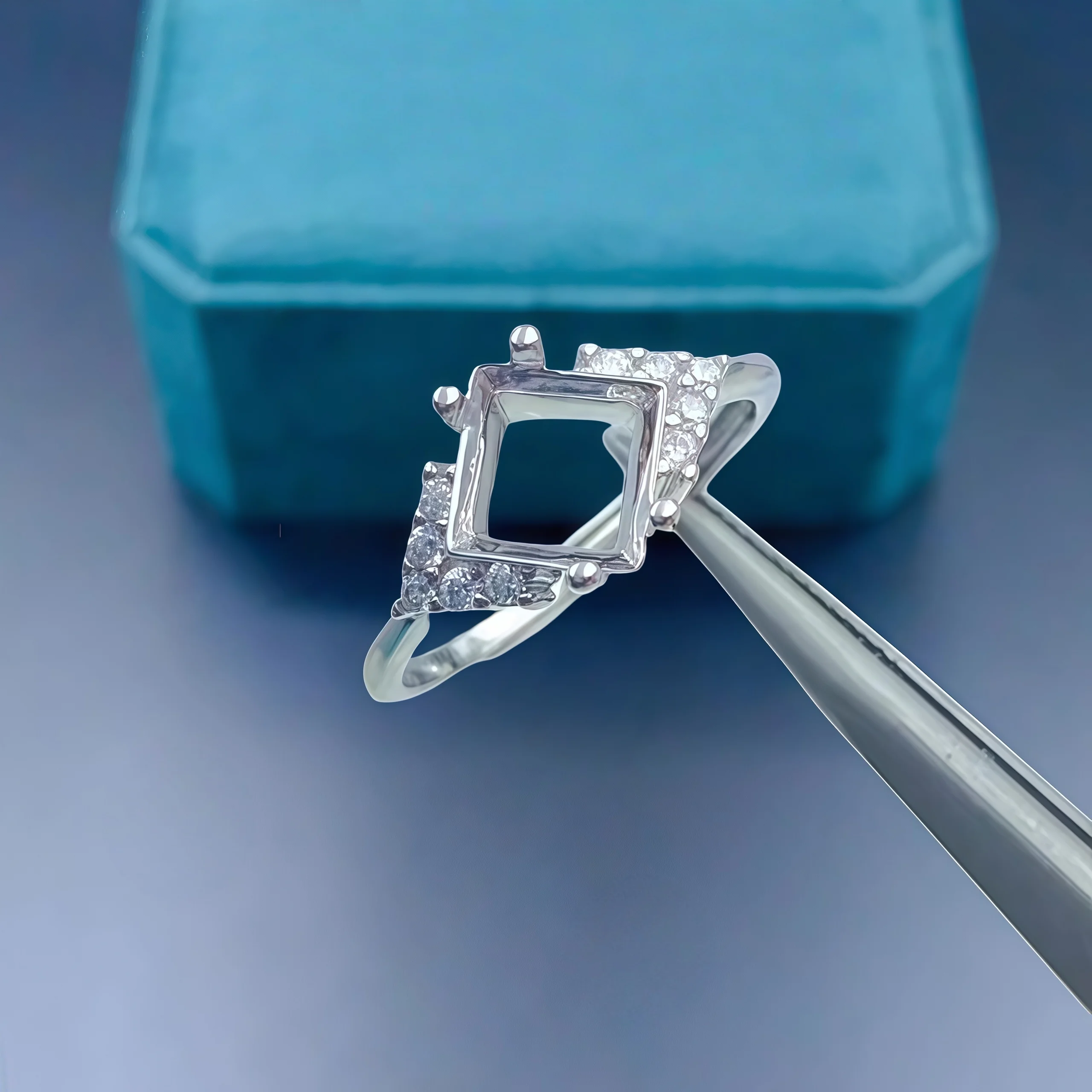 

Модный пустой держатель для колец «сделай сам», стерлинговое серебро S925, 5/6/7/8 мм, квадратный камень, изысканные свадебные очаровательные ювелирные изделия для женщин