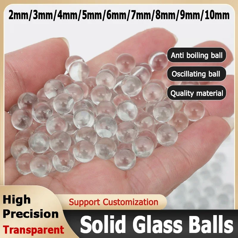 

1000-2000pcs Solid Glass Balls Transparent High Precision Anti Boiling Ball Oscillation Bead Laboratory Use 2/3/4/5/6/7/8/9/10mm