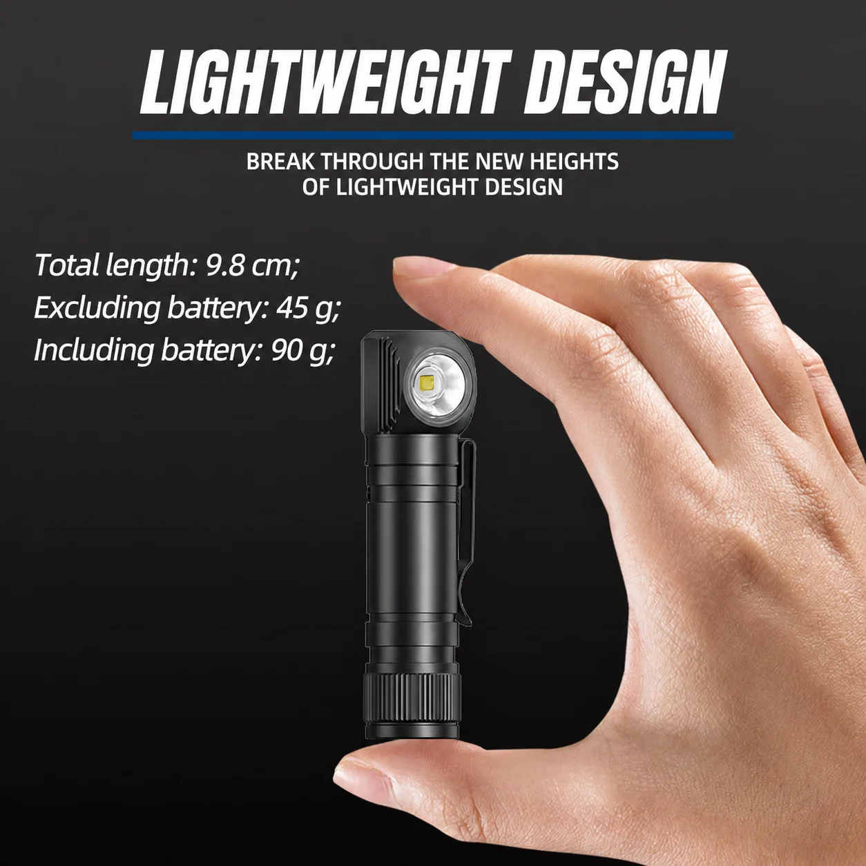 New Arrival Right Angle LED Headlamp Flashlight 90° Adjustable Detachable Aluminum Waterproof Durable for Night Fishing Camping
