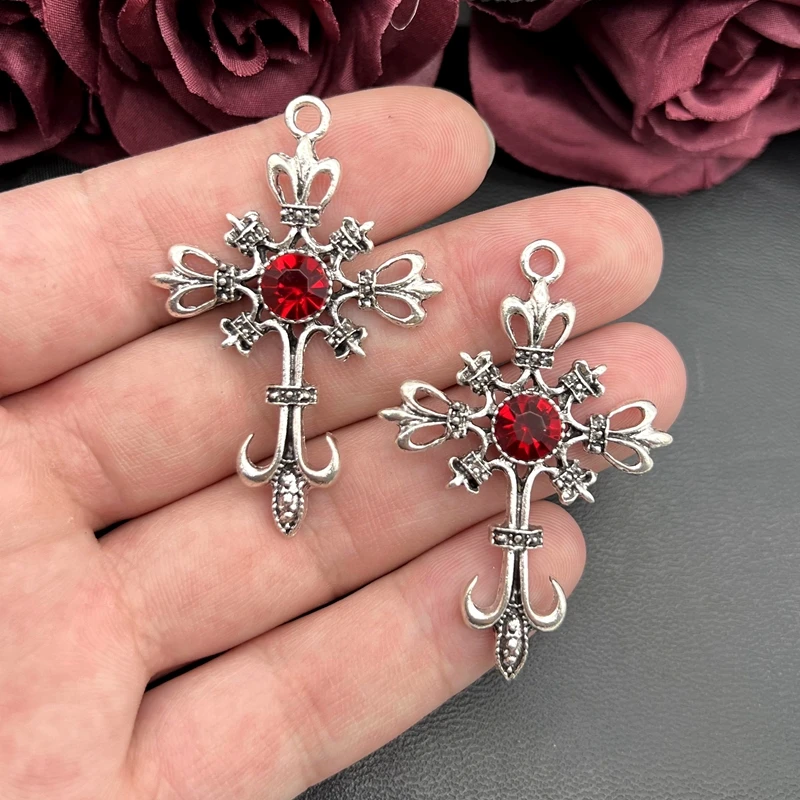 5pcs Ornate Gothic Cross Pendant Crystal Cross Pendant Designer Charms Fit Jewelry Making DIY Handmade Jewelry Findings