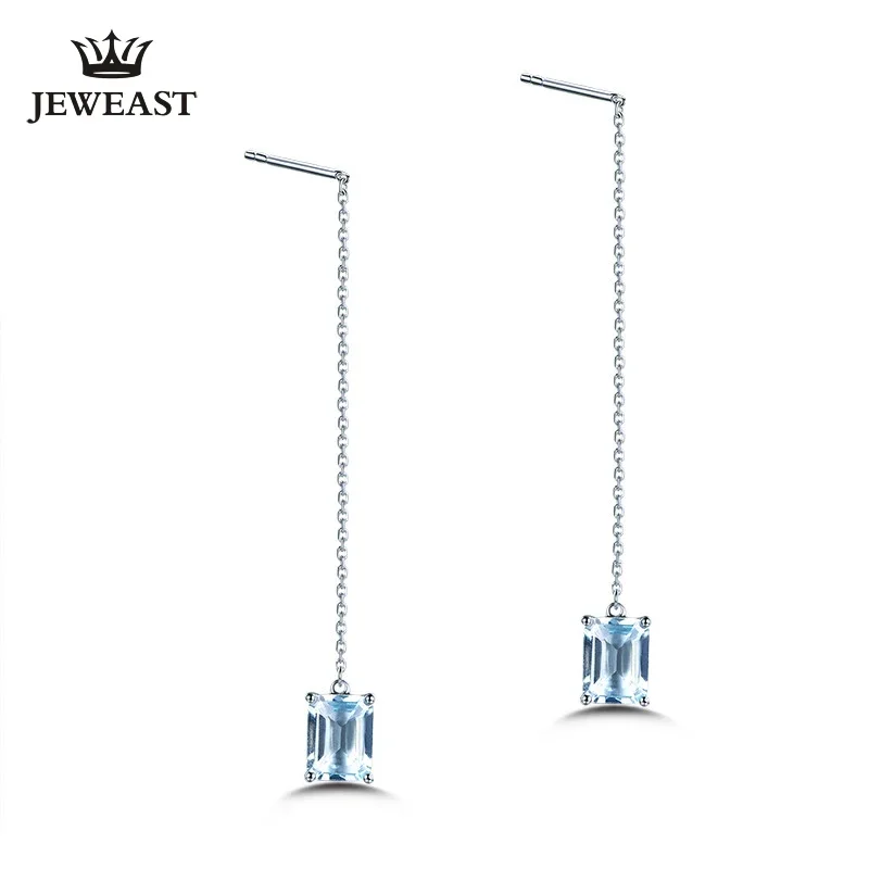 

Серьги из чистого золота 18 карат с натуральным аквамарином, настоящие серьги из цельного золота AU 750, модные ювелирные изделия с бриллиантами, лидер продаж, новинка 2025 г.