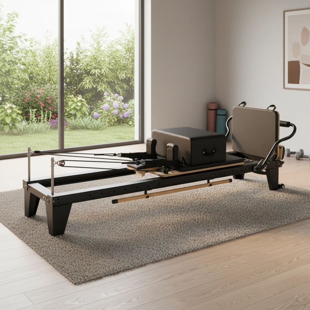 Customized Black Aluminium Alloy Pilates Reformer Metal Home Reasonable Fitness Equipment Full Track Sliding Pilates Core Bed