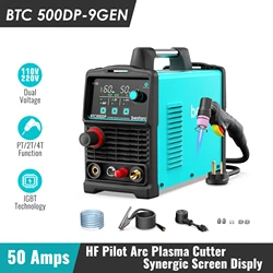 Plasma Cutter, Pilot Arc 50Amps Screen Display Single Phase Voltage 220V, Digital Plasma Cutting Machine (BTC500DP 9GEN 220V)