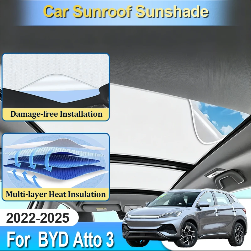 

Sunroof Sunshade For BYD Atto 3 Yuan Plus SC2E Accesories 2022~2025 Window Sun Cover Blocker Car Tools Foldable Electrostatic