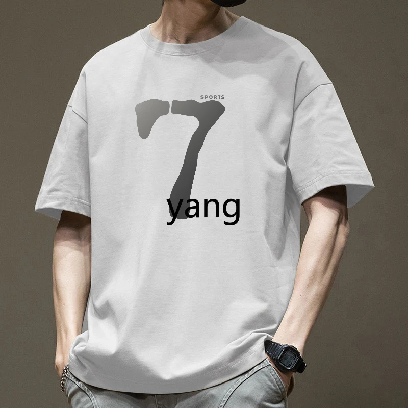 LMM High Street Cotton Short Sleeve Men's Summer American Casual T-Shirt Versatile T-Shirt Top