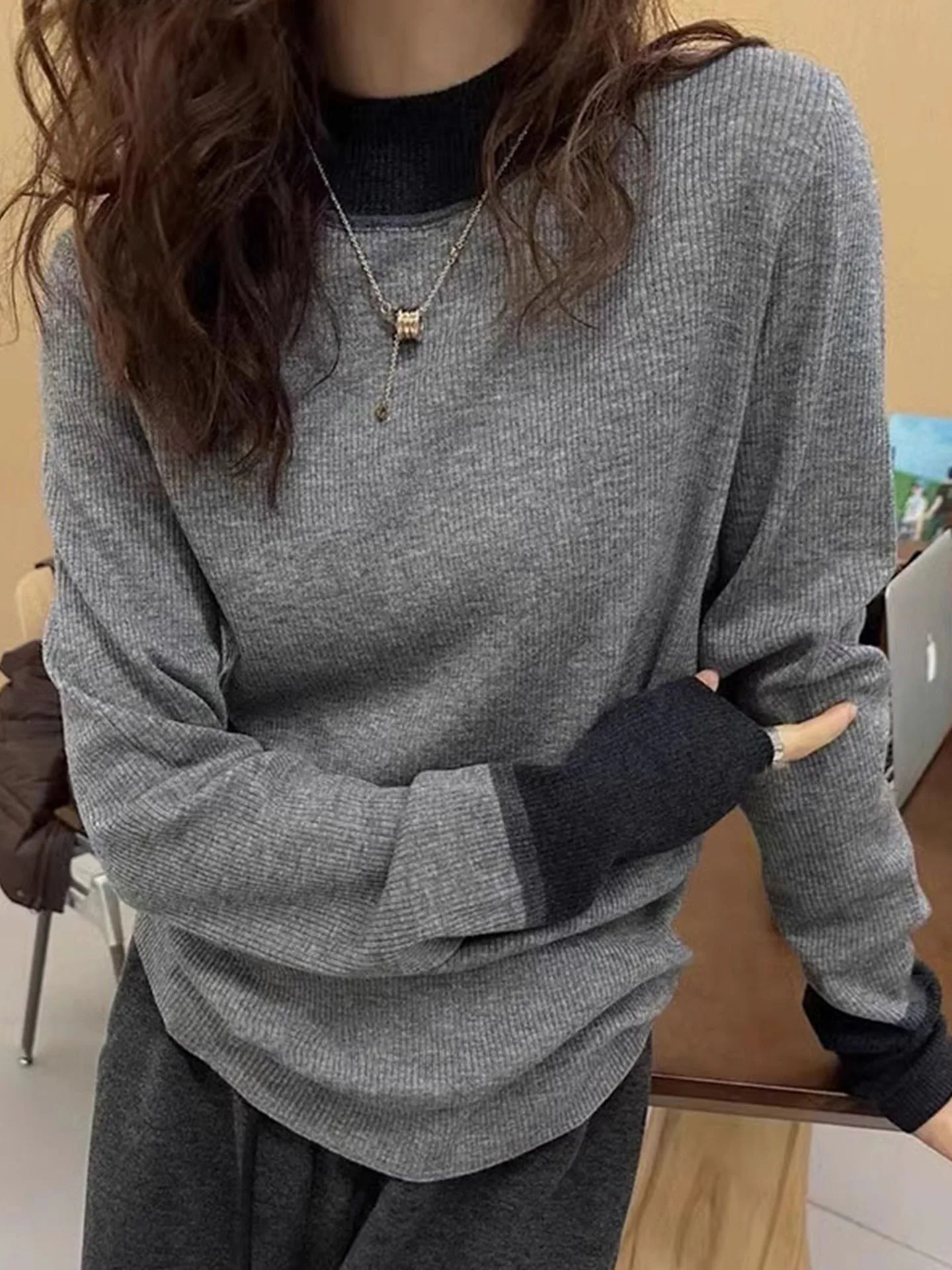 Design Sensation Color Blo Camere Knitwear Long Sve Crew Ne Pullover Wool Sweater Casual Autumn European Sle Base ...