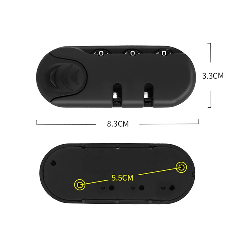 Anti‑Theft Luggage Lock 3 Digits Zinc Alloy Lock Catch Plastic Frosted Appearance Black Suitcase Password Security Lock