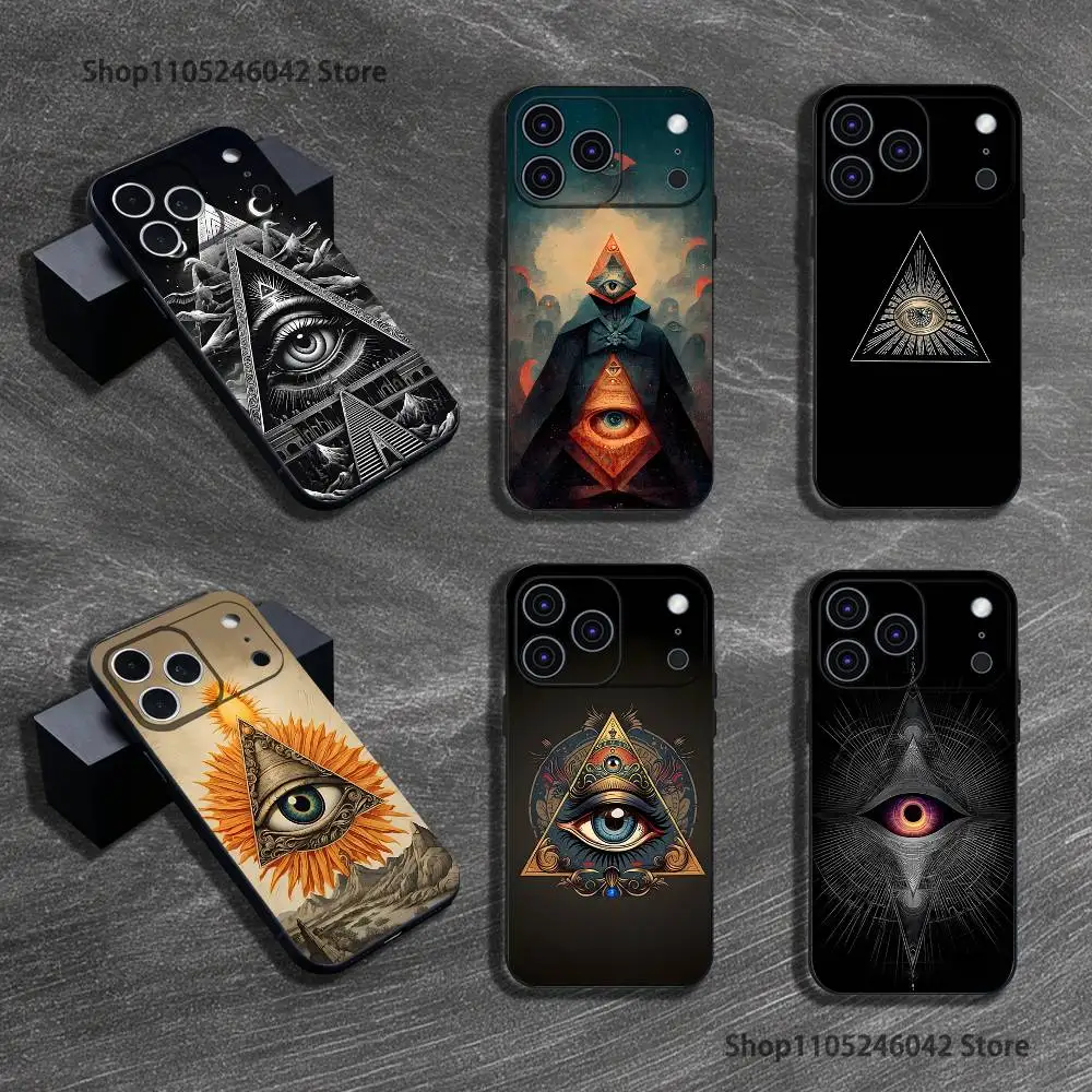 

Illuminati Eye Occult Pyramid Black Soft Cover Phone Case For iPhone 17,16,15,14,13,12,11,Pro,XS,Max,XR,Plus,E,SE4,Mini