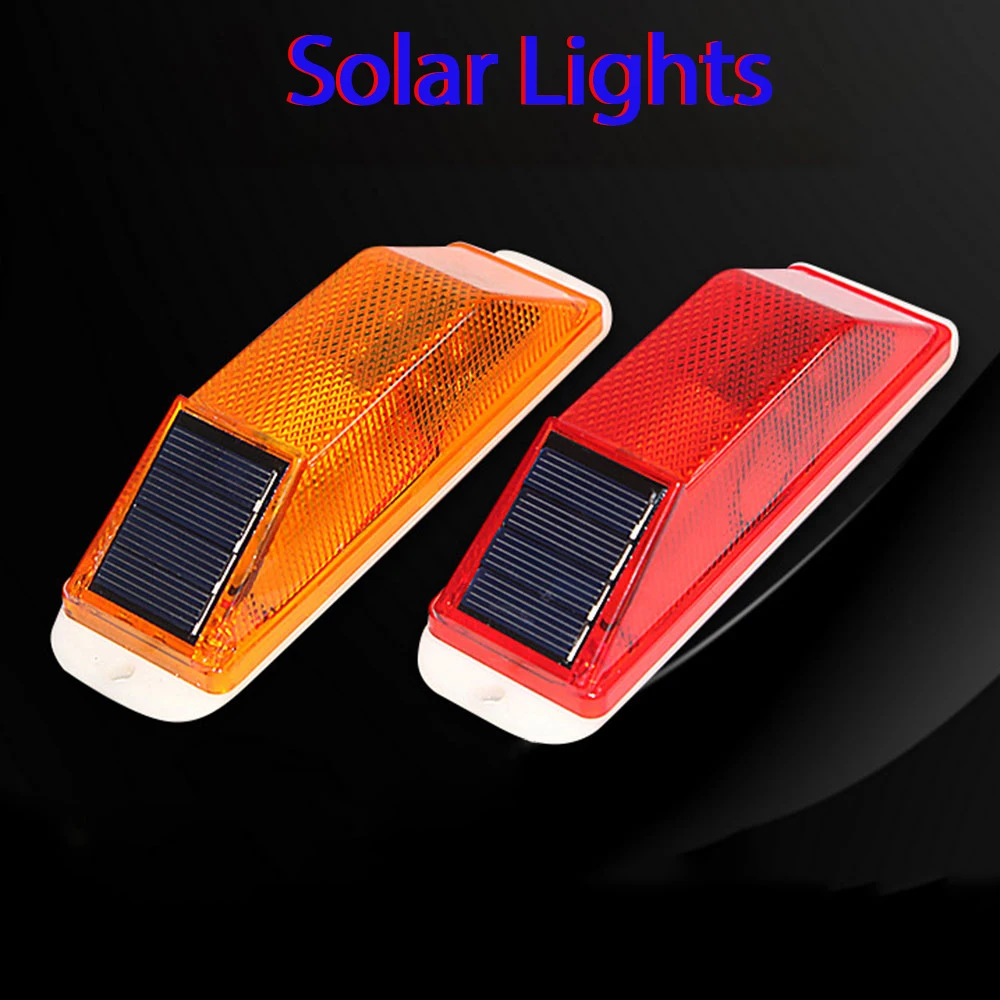 2pcs Warning LED Lamp Strobe Solar Lamp Solar Warning Lamp Chip Control Bridge Night Driving Safety Light Traffic Caution Light