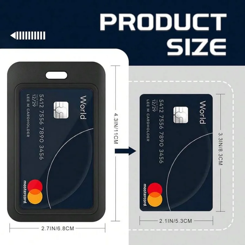 3 Pack Sliding ID Badge Holders Black Plastic Vertical ID Card Holder Hard ID Card Case Protector With Clear Window For Office