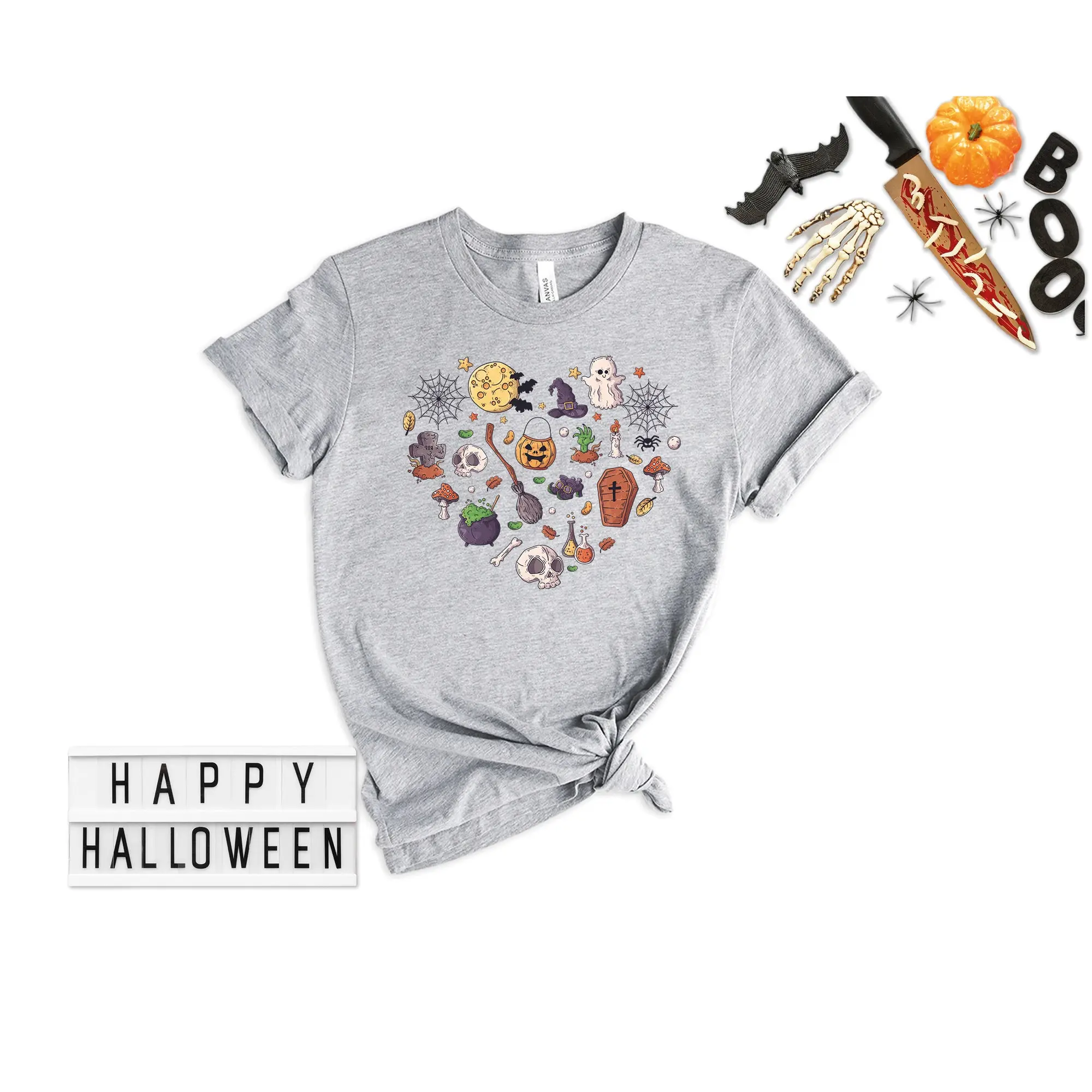 Halloween Doodles Hearth T Shirt For Moms Cute Heart Pumpkin Witch