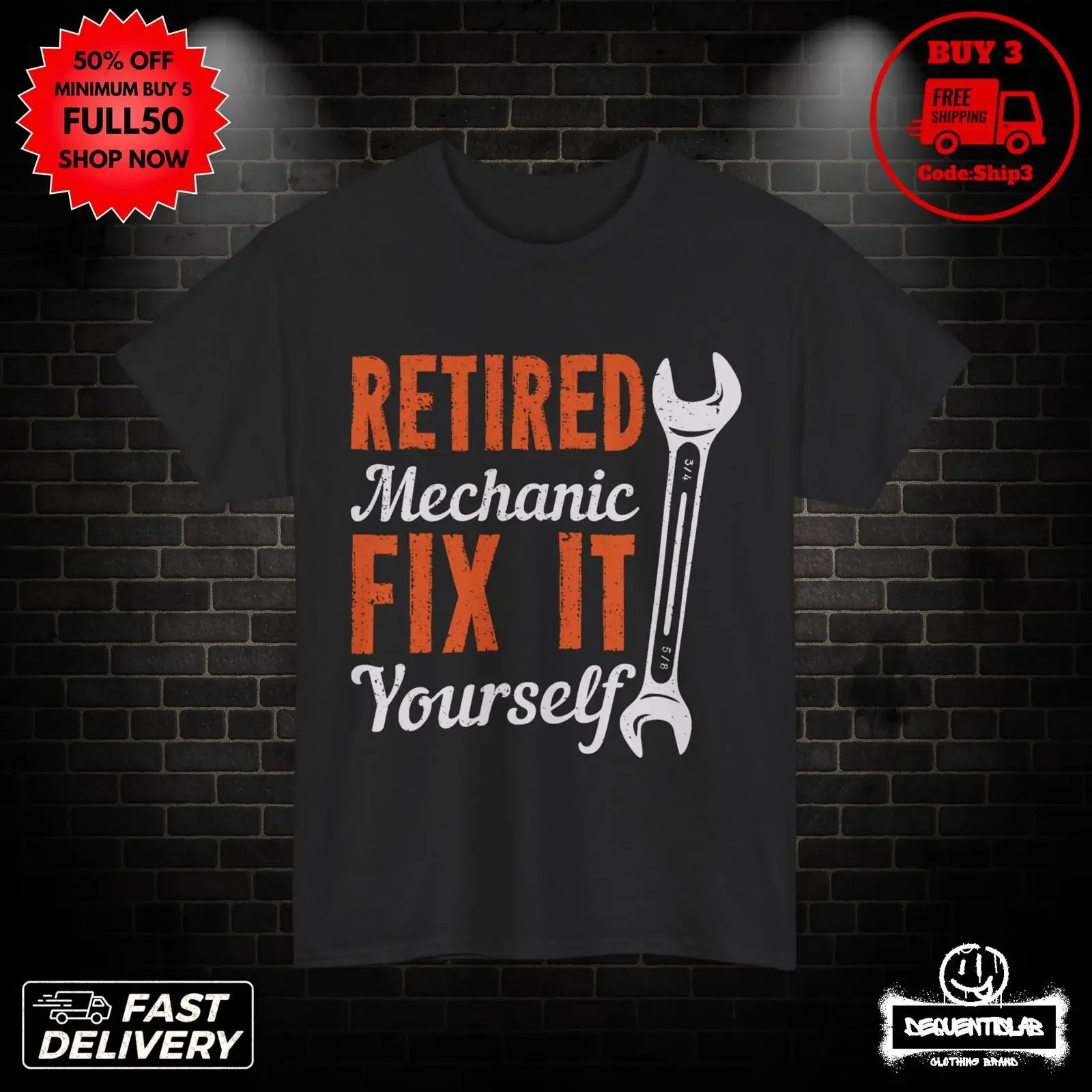Retired Mechanic Fix It Yourself Funny Wrench T Shirt Humor Gag for Auto Repair Workers vintage Washed Slightly Versatile