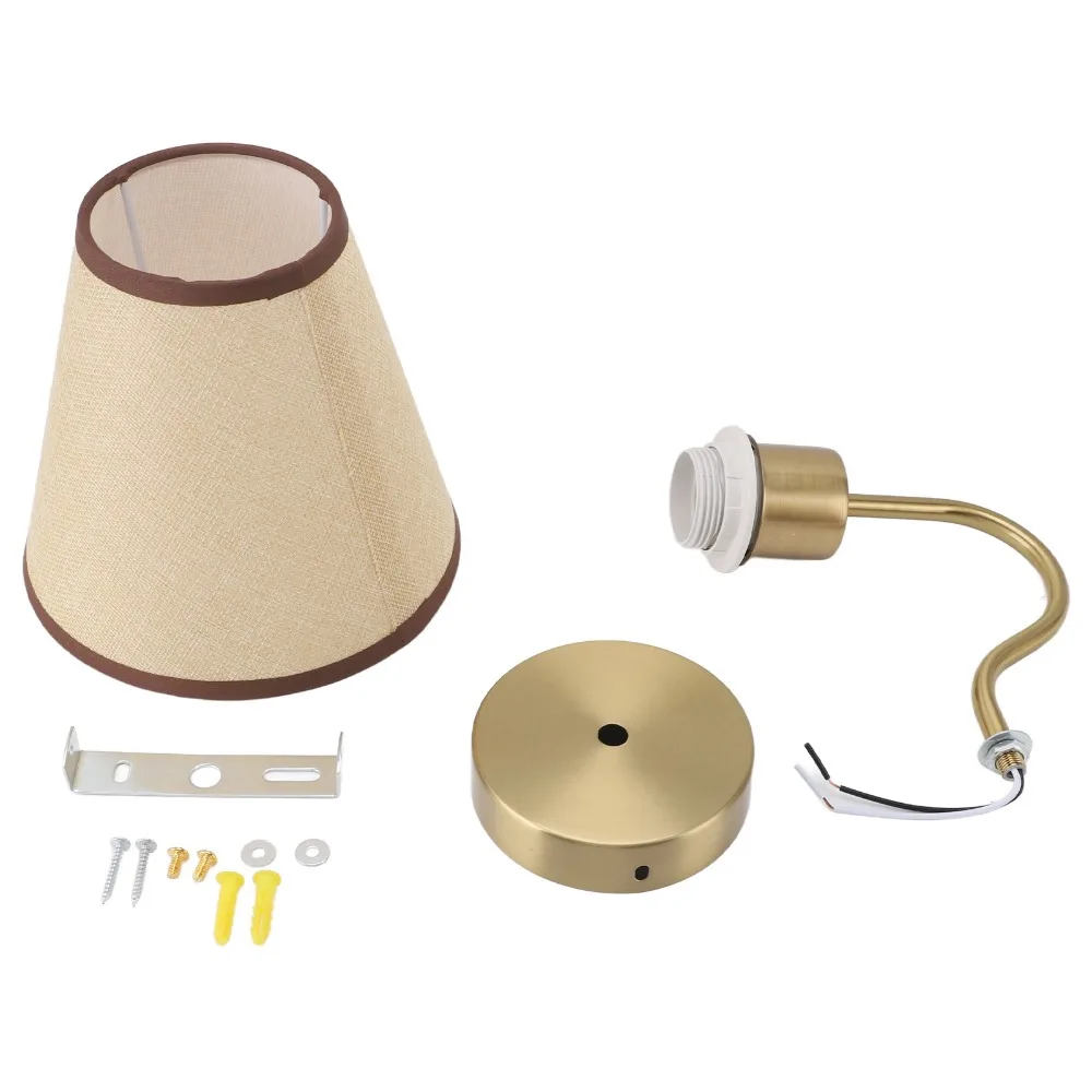 Modern Linen Wall Lamp Iron Base Soft Fabric Shade Wall Sconce Lamp Brass Gold Hardwired Wall Light Living Room