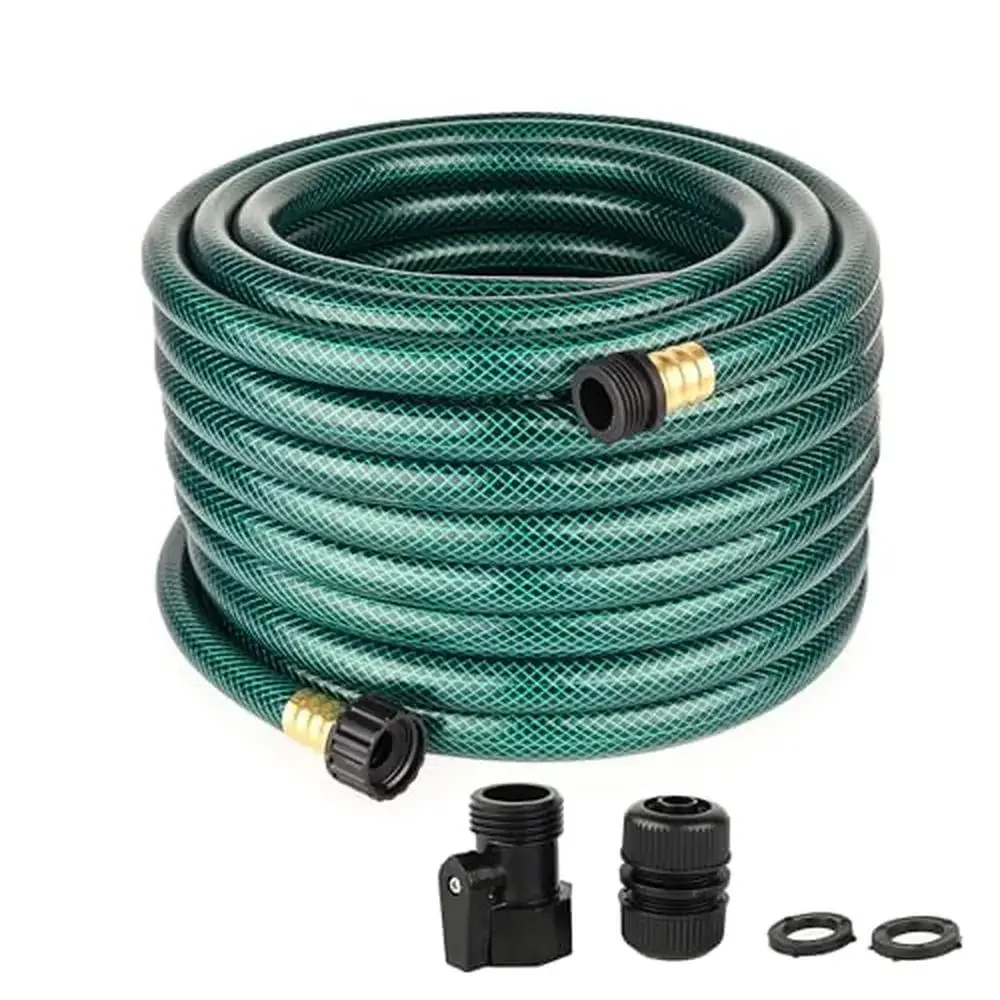 

Garden Hose Flexible Leakproof 5/8" Brass Coupler 100FT PVC Corrosion-Resistant Outdoor Water Hose Kit with GHT Connector Stop