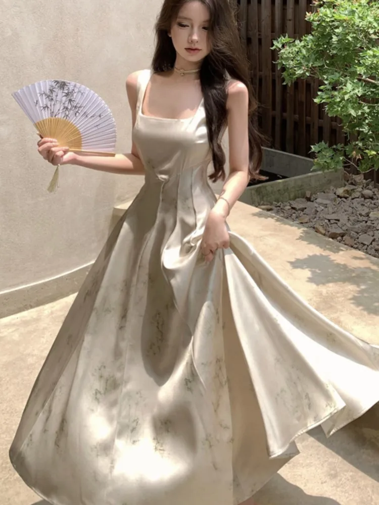 

Women's 2025 New Summer Slim Bodycon Elegant Midi A Line Dress Wedding Evening Prom Birthday Lady Clothes Robe