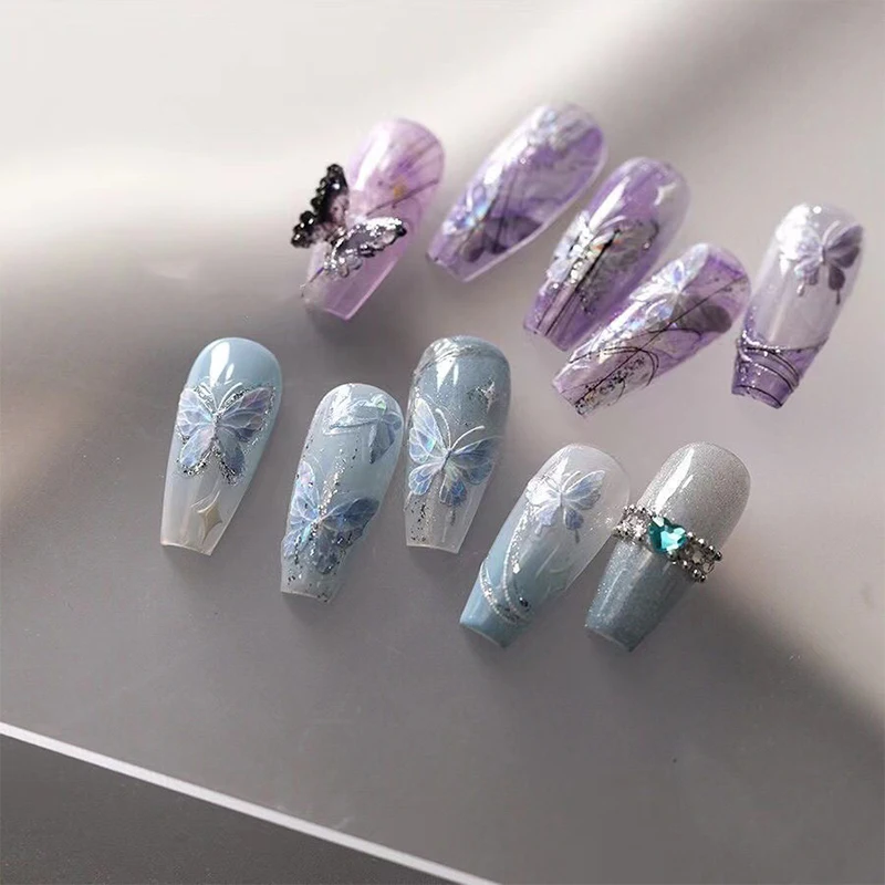 Adesivo de borboleta colorido para unhas, adesivo para realce do brilho, decoração de unhas, salão de beleza, faça você mesmo, estereoscópico