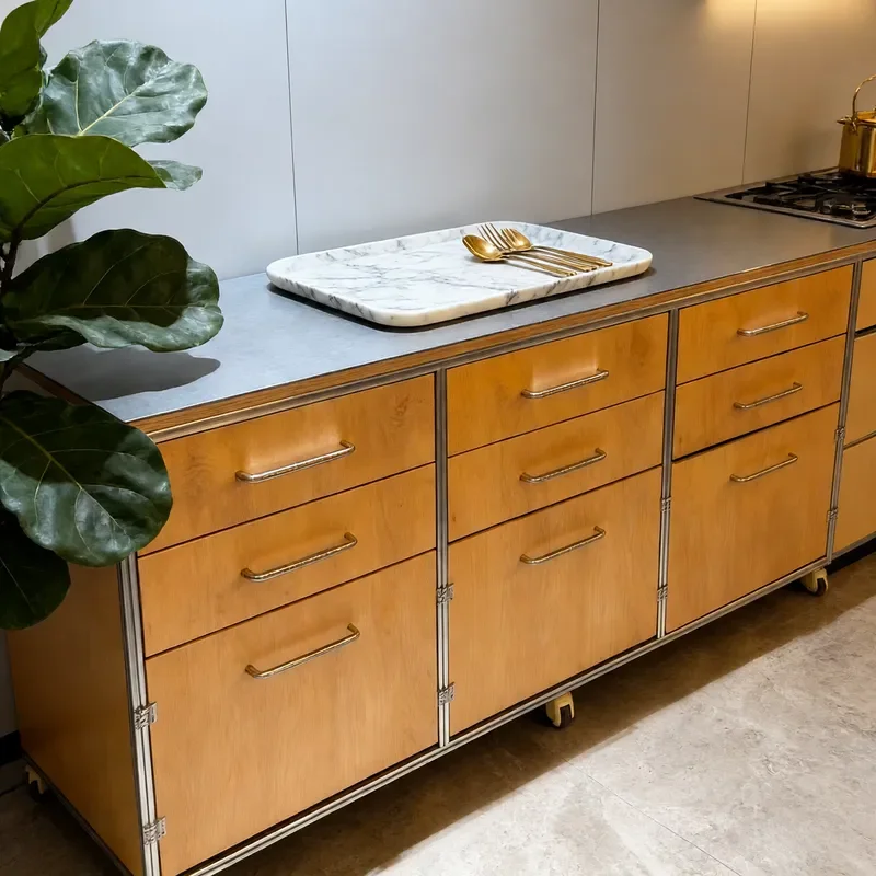 Solid wood ocean panel aluminum profile locker living room multi-layer floor bucket birch cabinet simple dining side cabinet