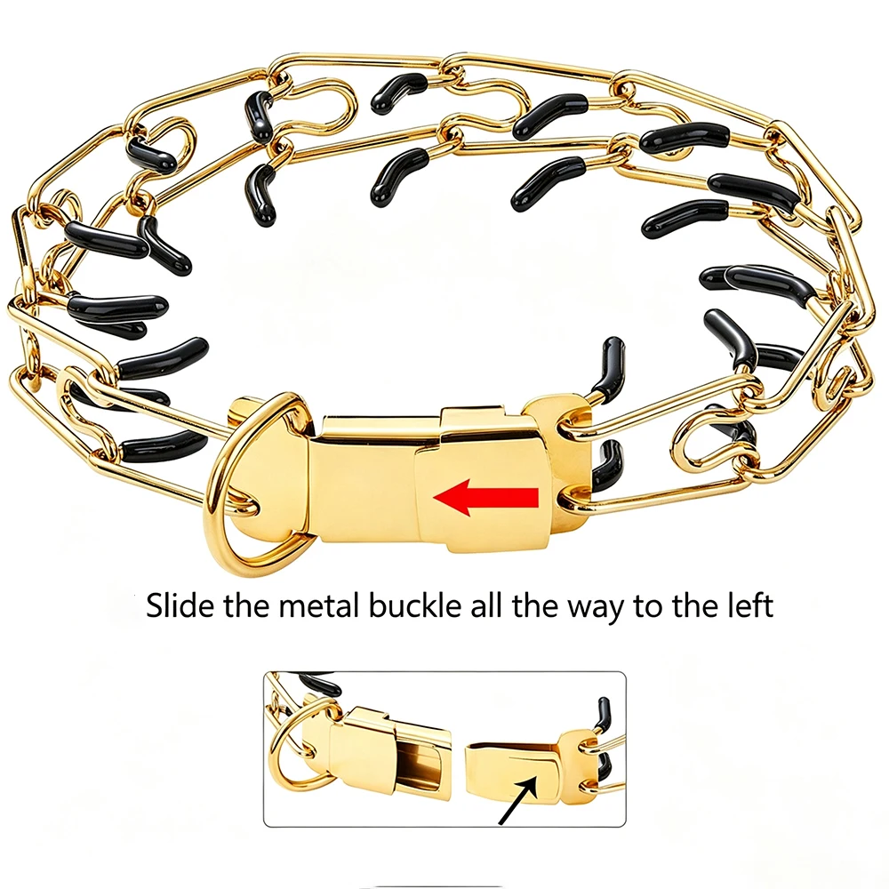 

Dog Training Collar Effective Pinch With Comfort Anti Pull Training Adjustable Multi-size Stainless Steel Pet Prong Choke Collar