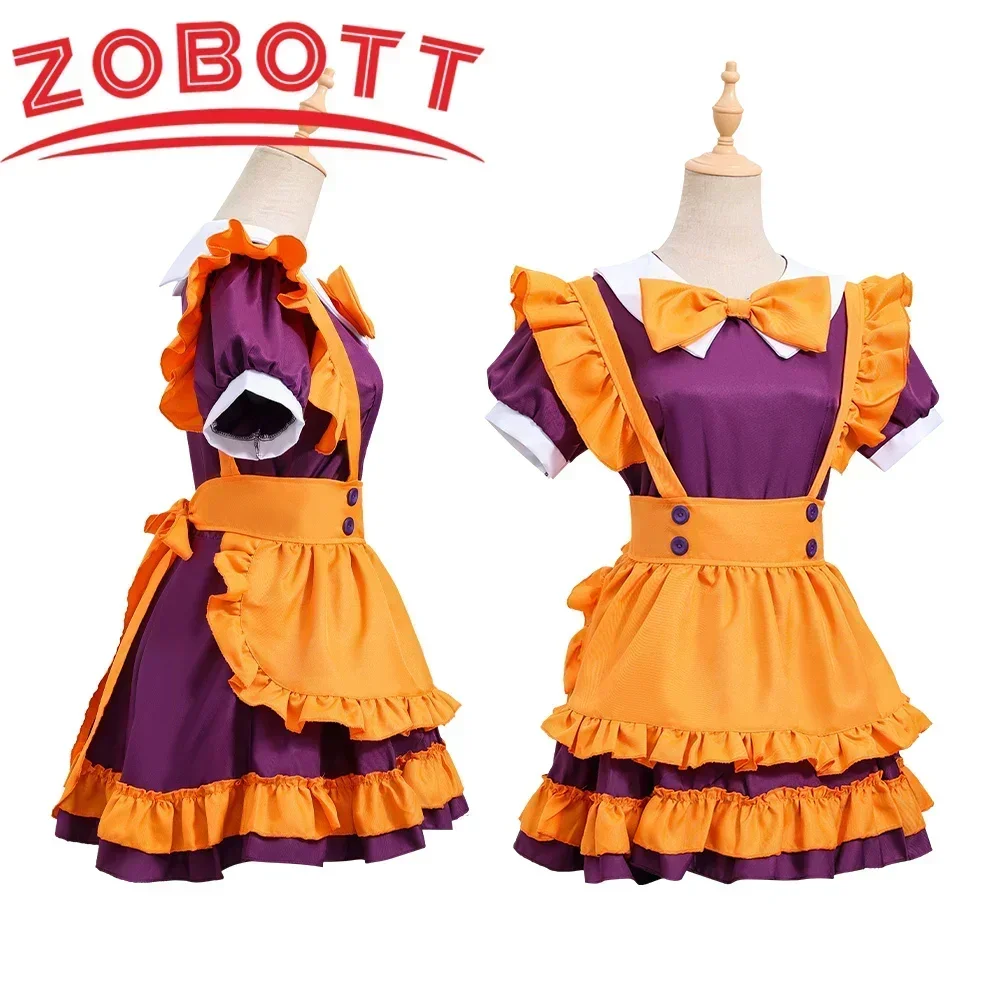 Color Cosplayer Halloween vestidos de Lolita naranja Anime japonés mucama Cosplay disfraz camarera fiesta escenario sirviente disfraces