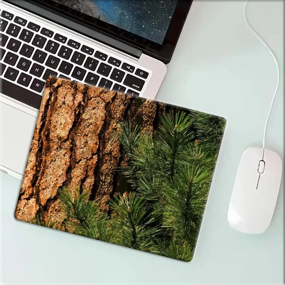 Pine Bark Natural Texture Small Mouse Pad 22*18cm 25*29cm Anti Slip Rubber Base Forest Style Mouse Mat Desktop Mousepad Laptop