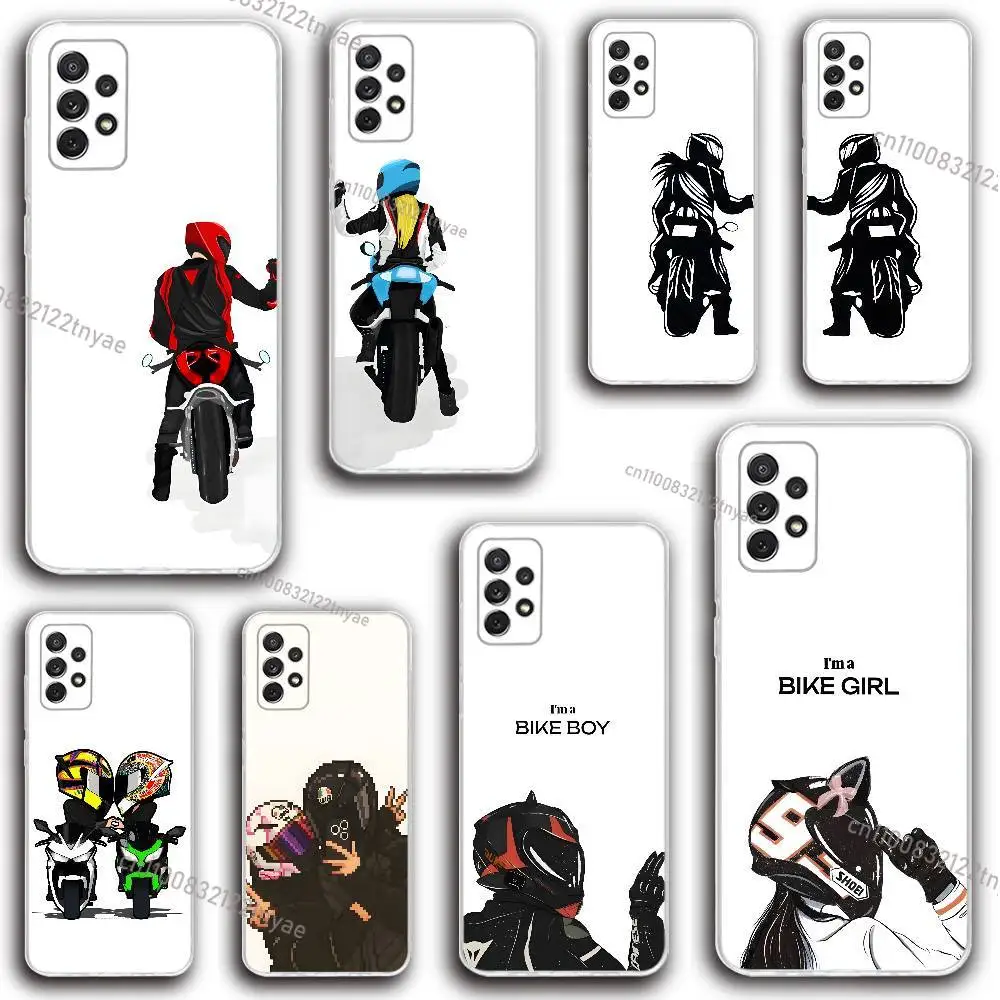 

Couple Motorcycle Rider Phone Case Silicone For Samsung S30,23,21,22,20 FE lite,S10,9,PIus Note20ultra Soft Transparent