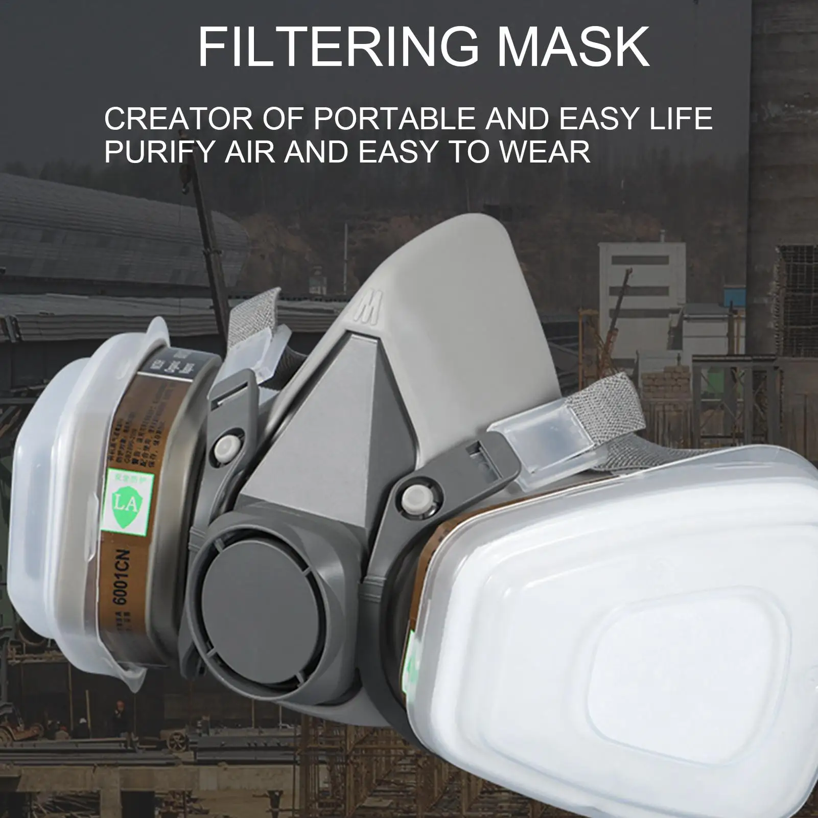 Half Face Respirator Adjustable Reusable Dustproof Mask for Painting Sanding Professional Breathing Protection Safety Face Cover