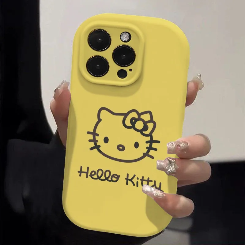 Novo kawaii sanrio olá kitty branco macio silicone anti deslizamento caso de telefone anti gota iphone 16 15 14 12 13 11 pro max alta beleza