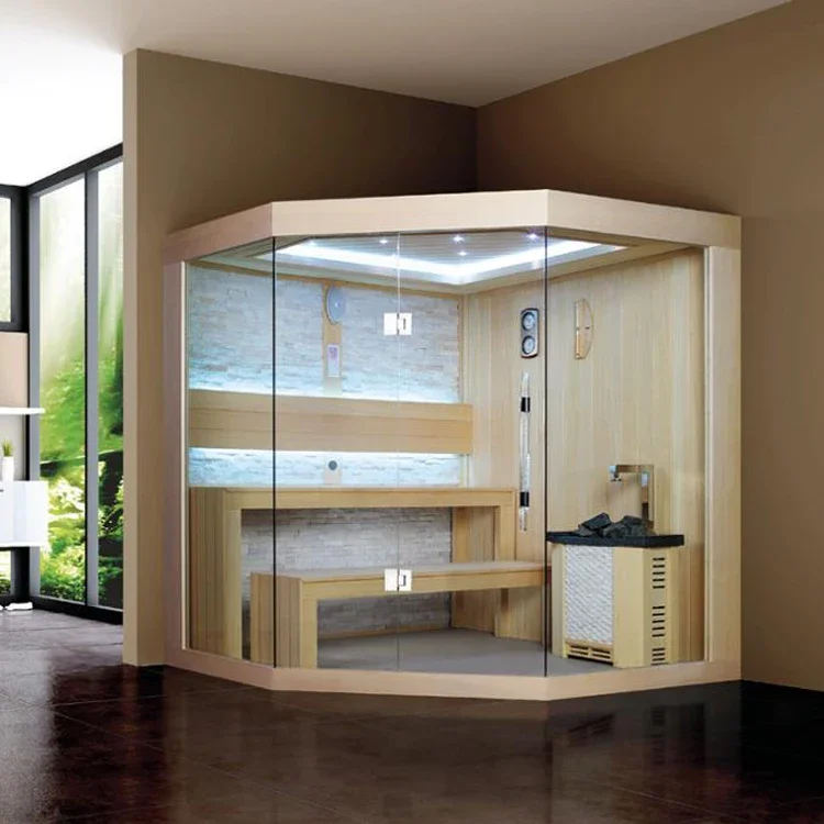 &c Latest Cheap Modern Solid Wood Family Infrared Sauna Room Dry Sauna with Transom Windows