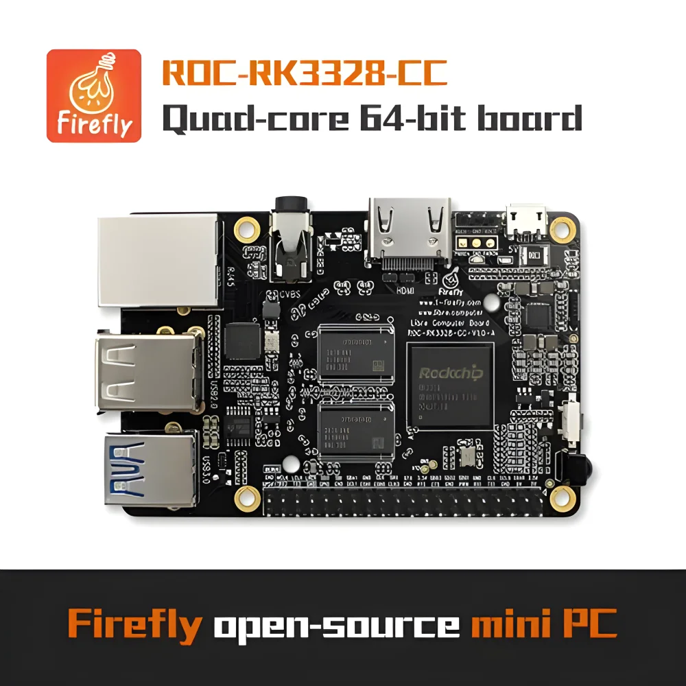 ROC-RK3328-CC, Mini PC; Mini komputer; Komputer stacjonarny, 2 GB/4 GB DDR, 32 GB eMMC, Raspberry Pi