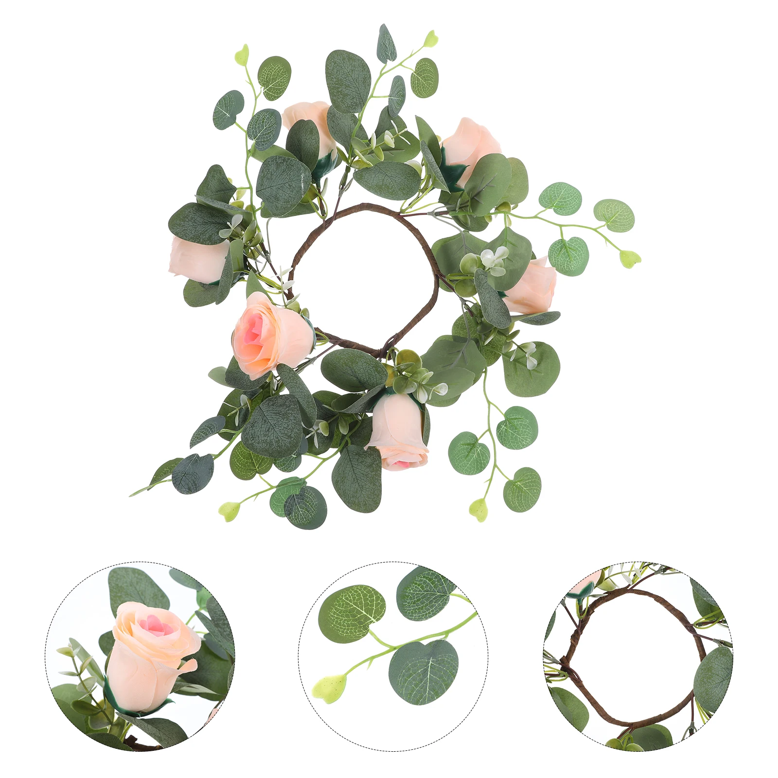 

Rose Simulated Holder Decorations Handmade Wedding Flower Wreath Conical Pe