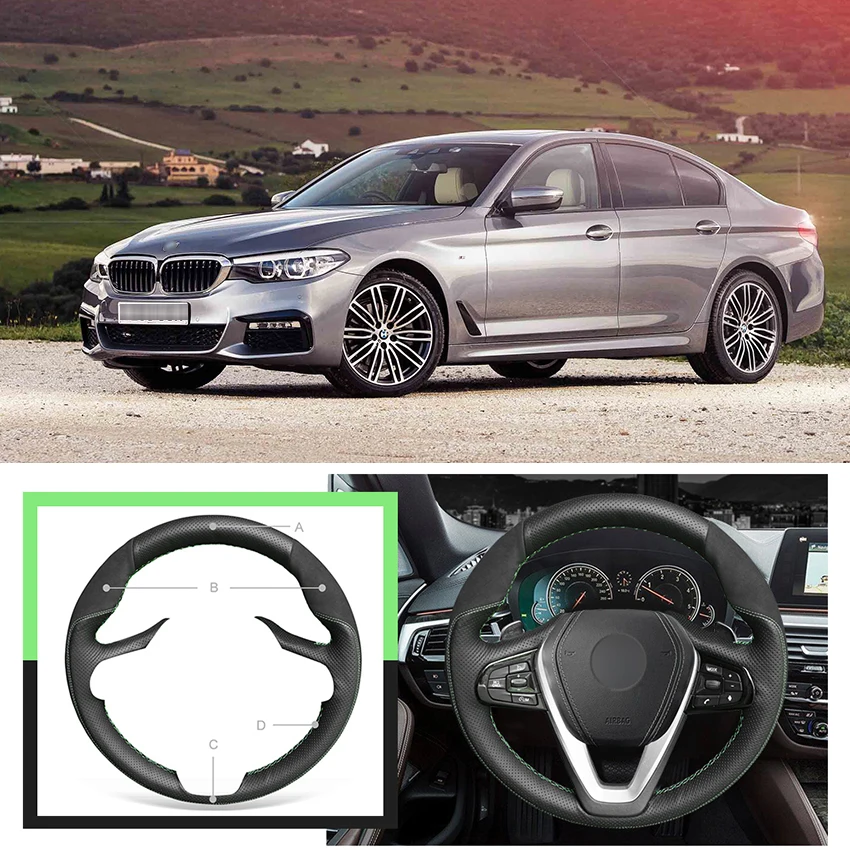 

Hand-Sewn Alcantara Non-slip Suede Leather Car Steering Wheel Cover Wrap for BMW G20 G21 Touring G30 G31 G32 X3 G01 X4 G02 X5