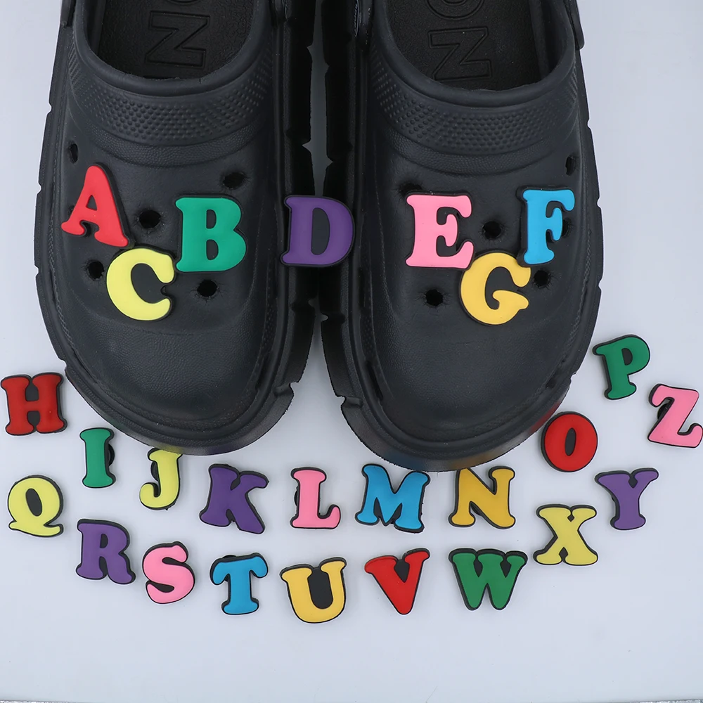 Cute Shoe Decoration Charms Colorful Thick 26 Alphabet Pvc Shoe Accessories Buckles Cartoon Letters Slipper Children Gift 1 Pc