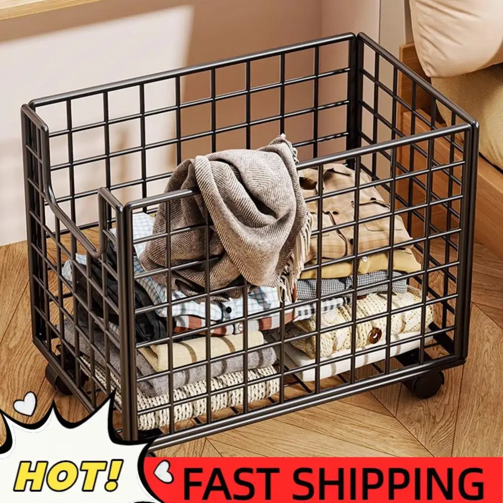 

Storage Basket with Wheels Kids Storage Bins Metal Stuffed Animals Storage Bin for Kids Room Playroom Plush