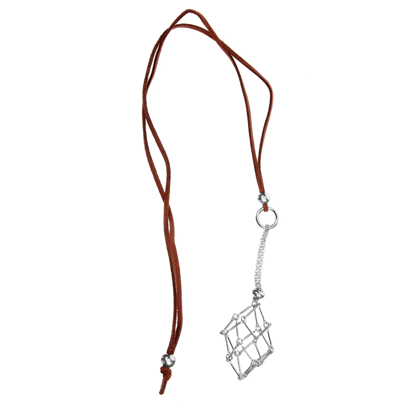 Sturdy Metal Crystal Pendant Holder Cage for Necklaces DIY Stone Holder Necklace Empty Cage Cord Vintage Aesthetic Decor