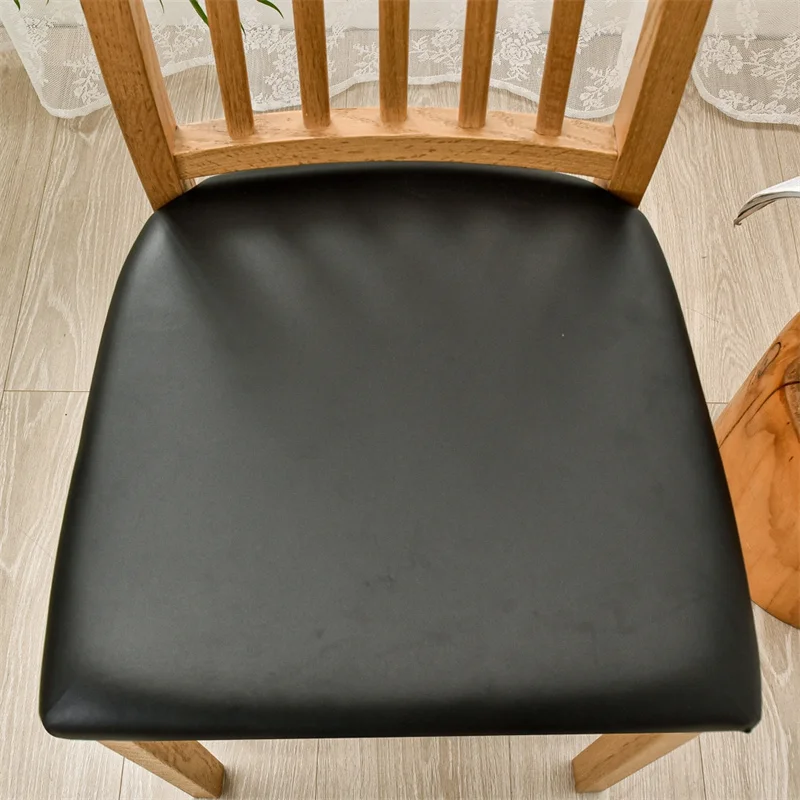 Wasserdichter Stuhlkissenbezug für Küche, Esszimmer, Ledersitzbezug, Esszimmerstuhl-Sitzkissenbezug, einfarbig – Detail 8