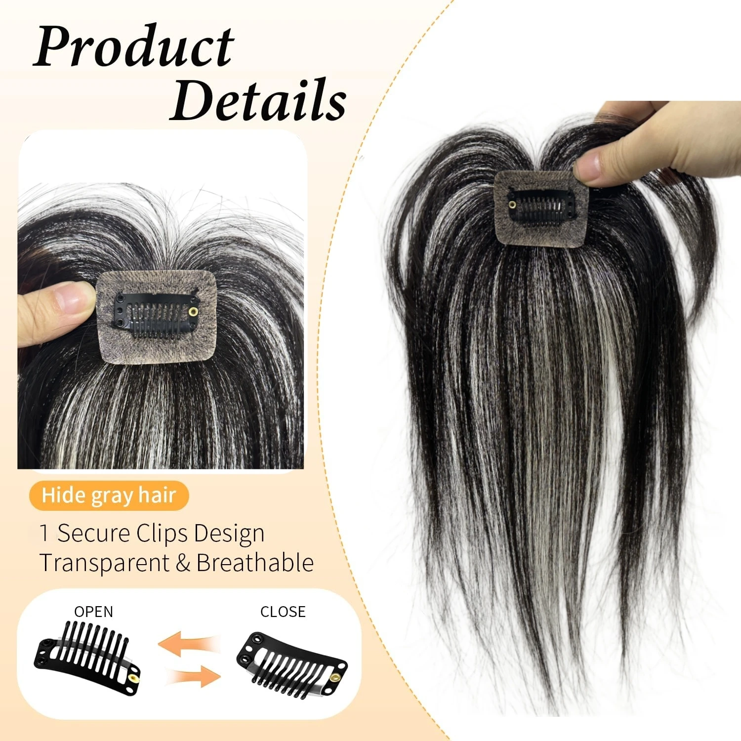 Natural Human Hair Fringe 360° Full Coverage Clip Ins Bangs Transparent Lace Air Bangs Women Hairpiece Fake Bangs Breathable