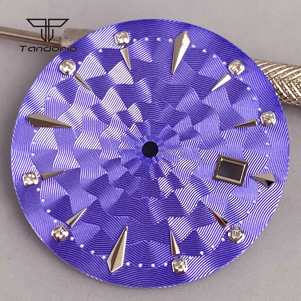 35mm Watch Dial Multicolor Texture Face Date Window Fit NH35 Automatic Watches Sword Hands Set Wristwatch Accessories Mod Parts