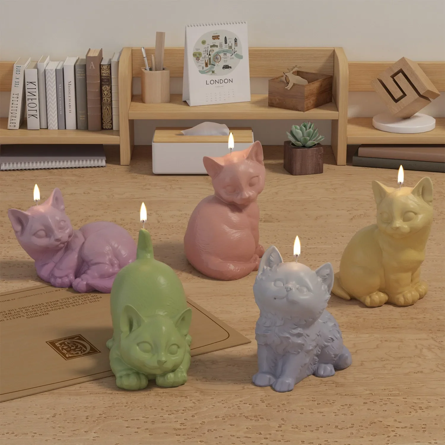 3d Kitten Candle Resin Mold DIY Kitten Candlestick Ornament Gips Mold Crafts Home Decoration