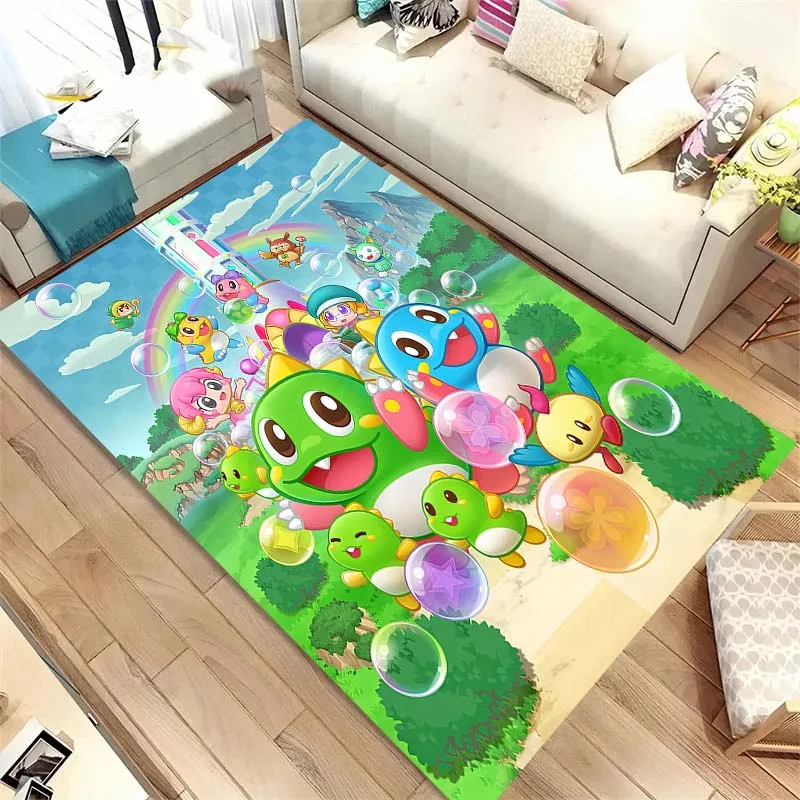 Cartoon Bubble Bobble Game Gamer Carpet Rug for Home Living Room Bedroom Sofa Doormat Decor,kid Play Area Rug Non-slip Floor Mat