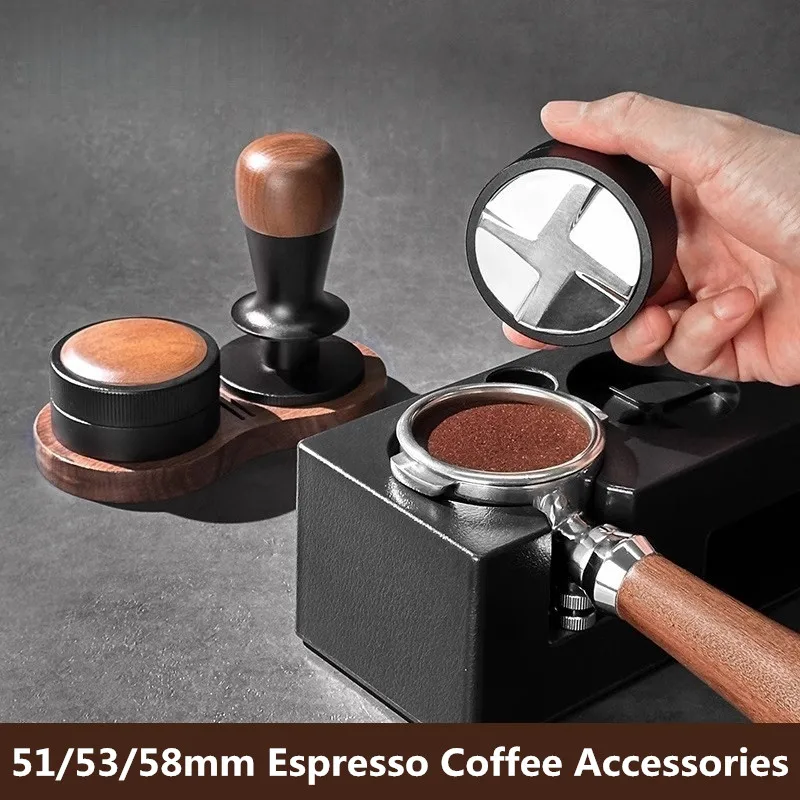 30lb Spring Loaded Calibrated Tamper & Self Gravity Coffee Distributor Set 51/53/58mm Universal Espresso Barista Tools for Home