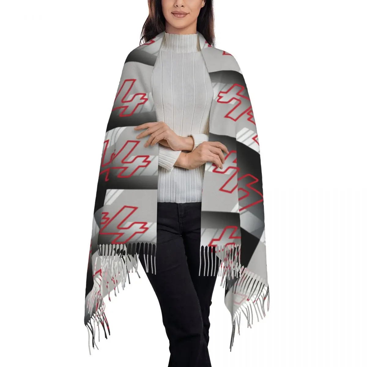 Mercedes F1 2021 - Lewis Hamilton #44 Scarf Tassel Scarves Women Soft Warm Shawls and Wraps Large Fall Winter Shawl Wrap