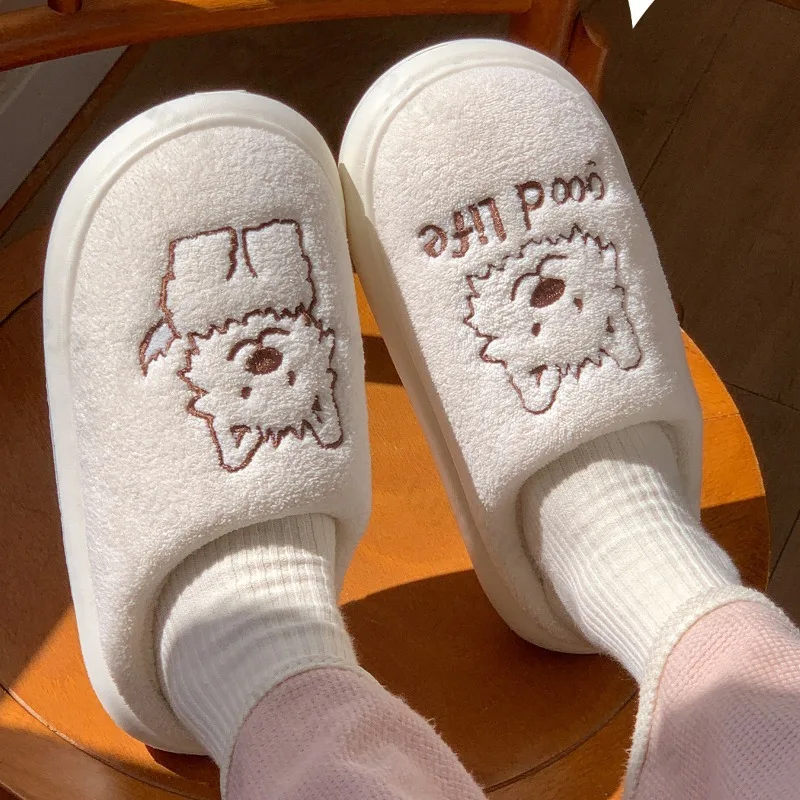 

Winter Men's Women's Slippers Warm Plush Comfortable Couple Floor 2025 Cartoon Home Shoes Soft Plush Non-slip Indoor Slippers