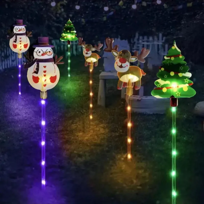 6 uds luces de estaca de Navidad con energía Solar 2024 decoración navideña Solar luces LED al aire libre impermeable jardín pasarela vacaciones 871