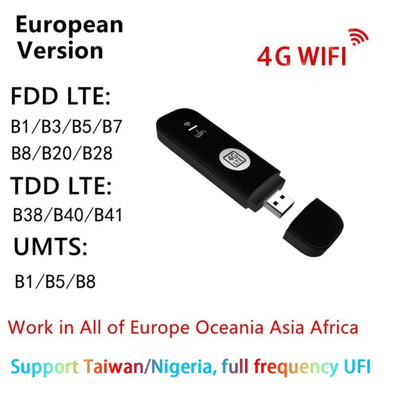 4G USB WIFI Modem 150Mbps With SIM Card Slot 4G LTE Car Wireless Wifi Router USB Dongle Support B28 European Band