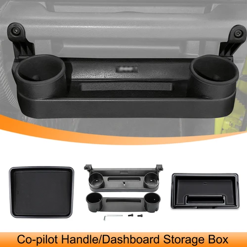 Caja de almacenamiento con mango de copiloto para coche, bandeja organizadora para salpicadero de consola central para Suzuki Jimny JB64 JB74 2019 Up, accesorios interiores