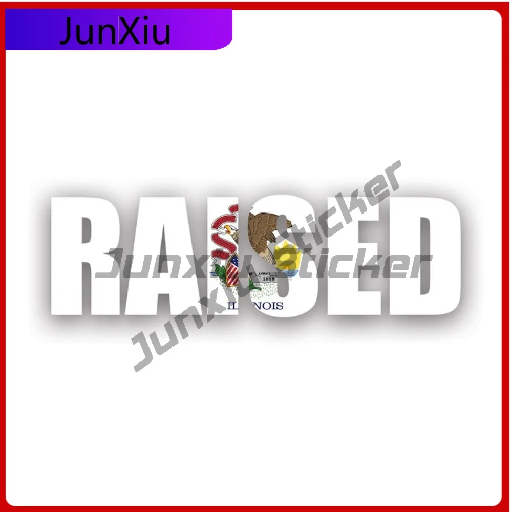 Illinois Raised State Flag Stickerwaterproof Outdoor Cool Window Waterproof Vinyl Decal For Laptops Decor High Quality Decor