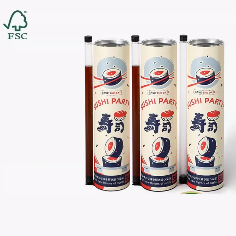 10 Pcs Stylish Sushi Paper Push-Up Tube American Manhattan Tub-Style Packaging Lucky Paper Tube for Sushi