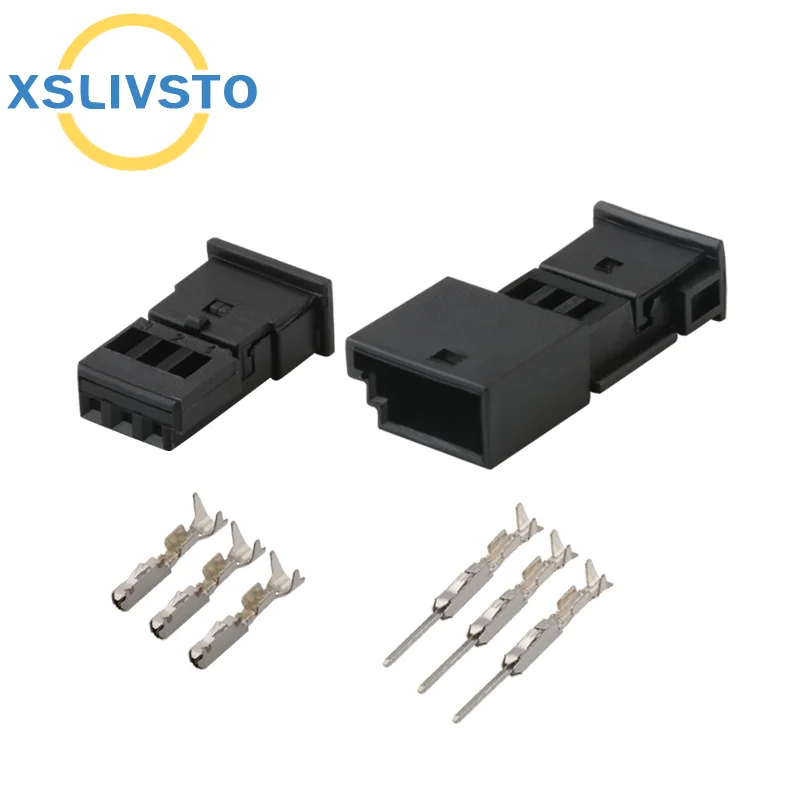 1-50 Sets 3 Pin Auto Stereo Connector Car Speaker Plug Treble Rain Sensor Socket For VW BMW 1718346-1 1-968700-1 1355620-1